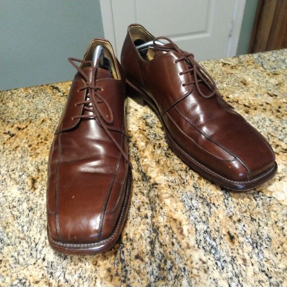 David Eden Brown Square Toe Lace Up Leather Derby Dress Shoes Men's Size 13 - Picture 3 of 13